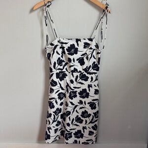 Floral Black and White Women's Dress